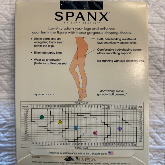 SPANX Sheer Fashion,  Back Seam Sheers, Black, Size B - Picture 2 of 3